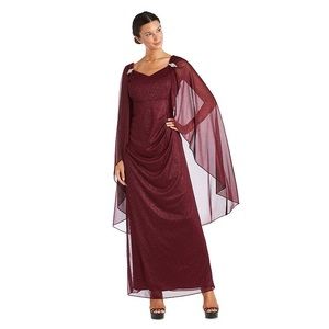 R&M Richard’s Merlot Empire Waist Gown with Cape